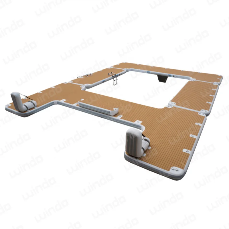 Custom Teak Water Pontoon Platform Inflatable Jet Ski Floating Yacht Island