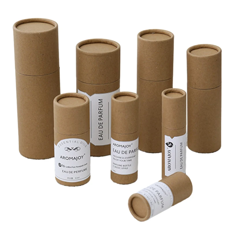 Thickened Kraft Paper Jar Box Paper Gift Packaging Round Cylinder Oil Bottle Package Cardboard Tube For Oil Perfume