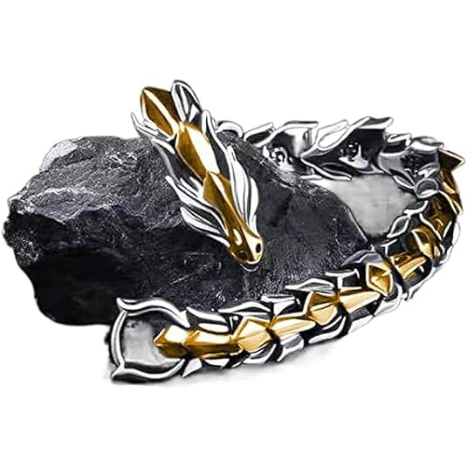 Vintage Dragon Design Waterproof Titanium Steel Bracelet for Men Rust-Proof Scratch-Resistant Marine Grade Ornament