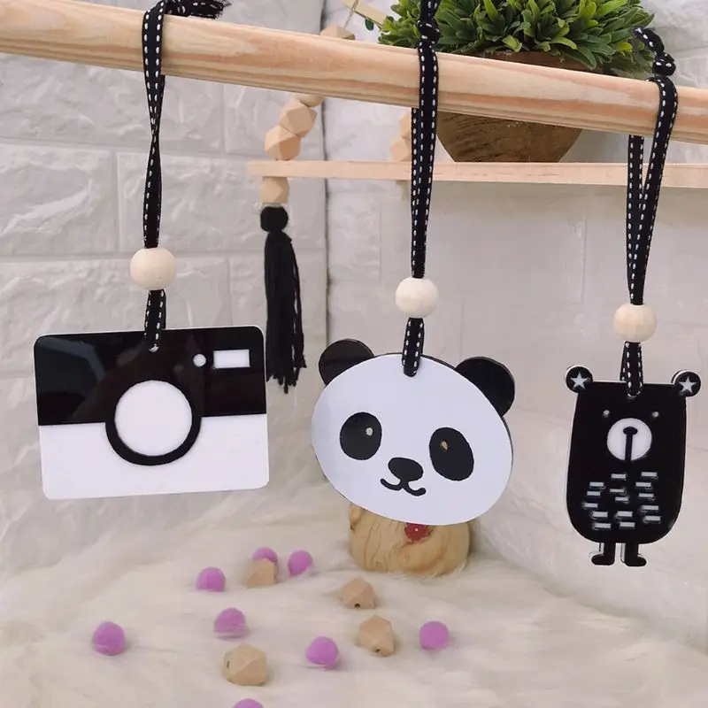 3 Pcs/set Bear Panda Black White Cartoon Nordic Baby Fitness Rack Stroller Hanging Pendants Children Room Decoration