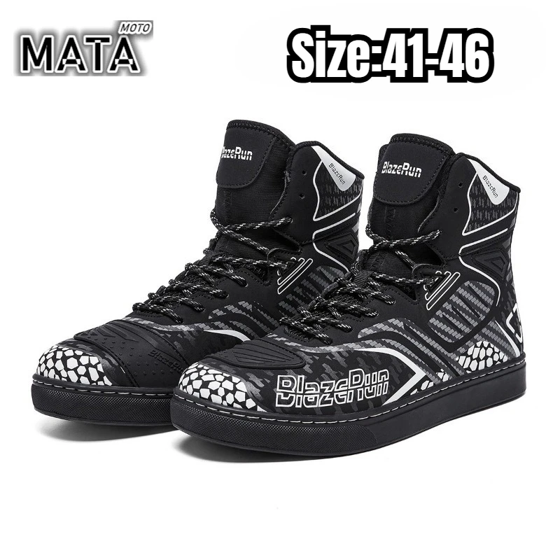 

Motorbike Shoes Men Motorcycle boots Breathable Anti-fall Rider Road Racing Casual Shoes Boot Gear Shift Rubber Sole Reflective