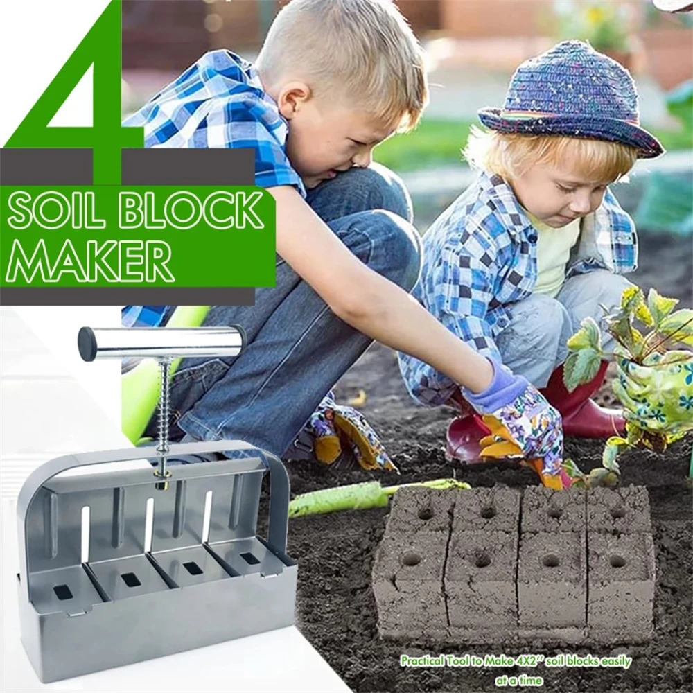 

Handheld Seedling Soil Block Maker 2 Inch Soils Blocking Tool Set Rustproof Soil Block Maker for Outdoor Greenhouse Seed Plants