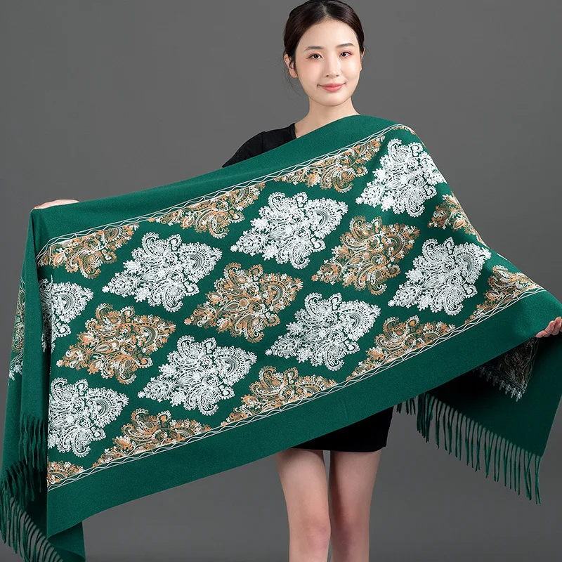 Plus Size Shawl Pashmina for Women Cashmere Blend Bufanda Ethnic Style Blanket Scarf Shawl Lady Autumn Winter Scarves Echarpes