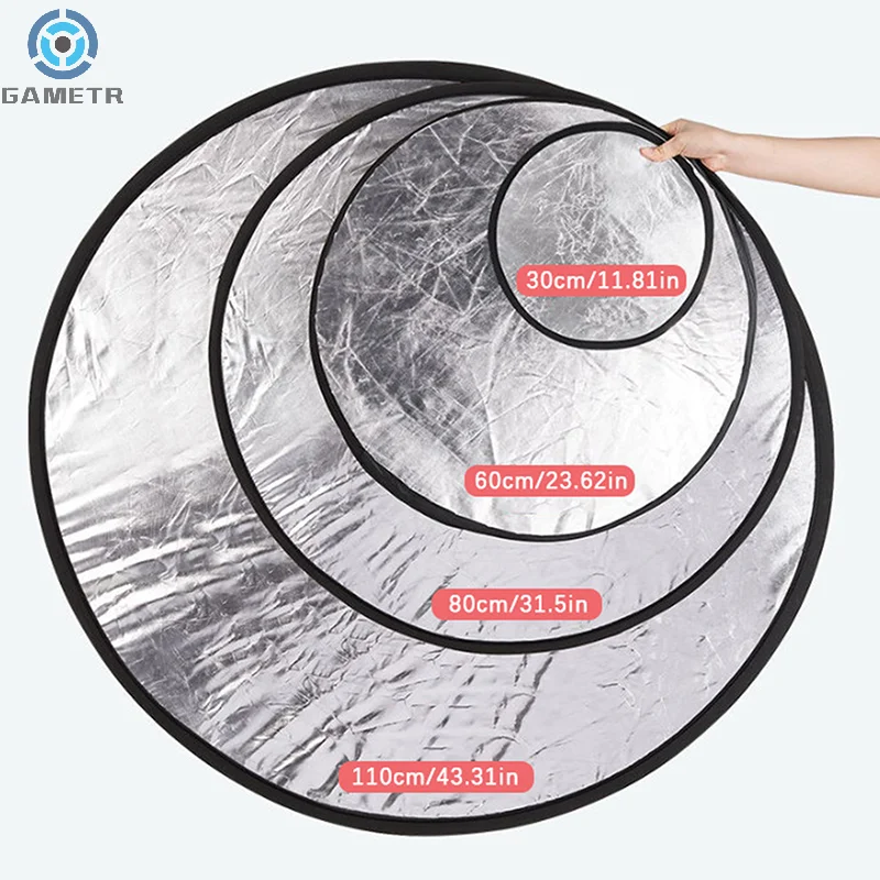 1 قطعة 30/60/80/110 سنتيمتر ضوء مزدوج الجانب عاكس مستدير مع حقيبة المحمولة للطي الفضة الذهب الأبيض لأداة استوديو التصوير الفوتوغرافي