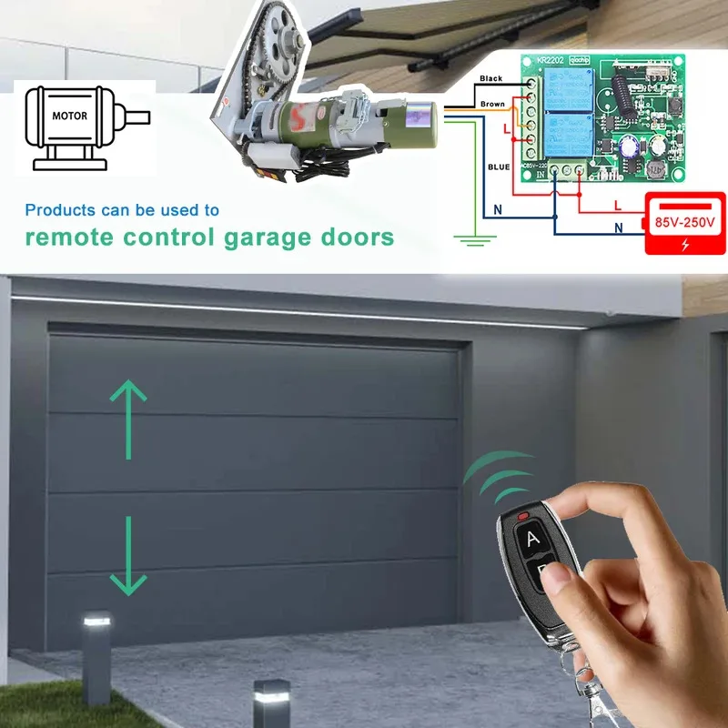 433Mhz Universal Remote Control Switch 220V 110V AC 85V 250V 2 Channel Relay Receiver Controller for Home Light Door Garage