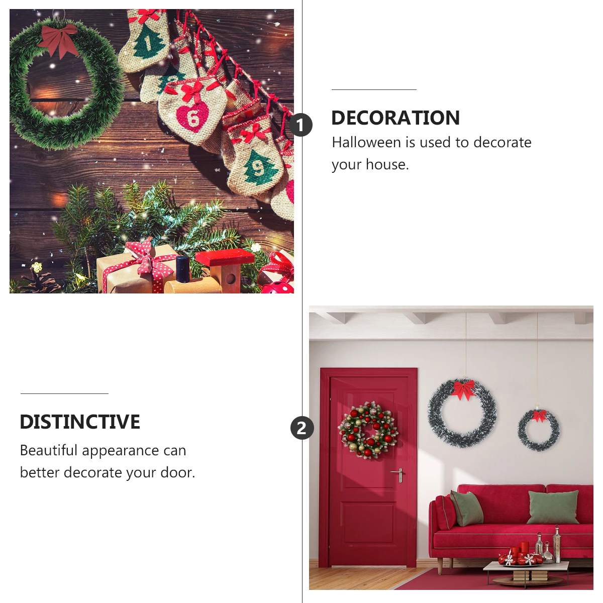 

2 Pcs Door Hanging Decorative Garland Home Decoration Creative Wreath Fairy Shop Christmas