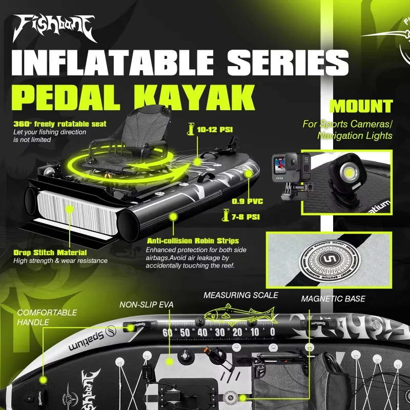 Safe And Stable Convenient Storage, Resistant To Seawater Corrosion Adult Inflatable Fishing Kayak With Pedal Drive