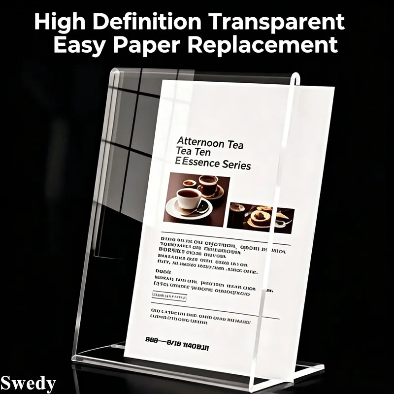 5 Pack A5 148X210MM L-Shaped Table Acrylic Sign Holder Display Stand Menu Holder Price Label Poster/Advertisement Frame