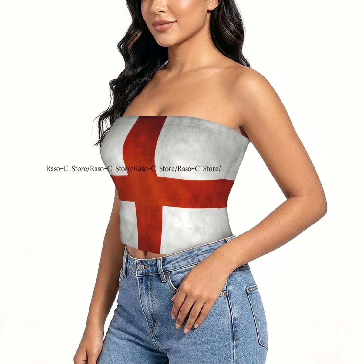 Women's strapless halter top Flag Of England summer sexy short-sleeved top