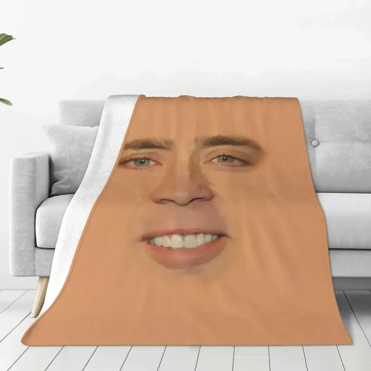 Nicolas Cage Manta de lana de cara completa, manta novedosa para alfombra para el hogar