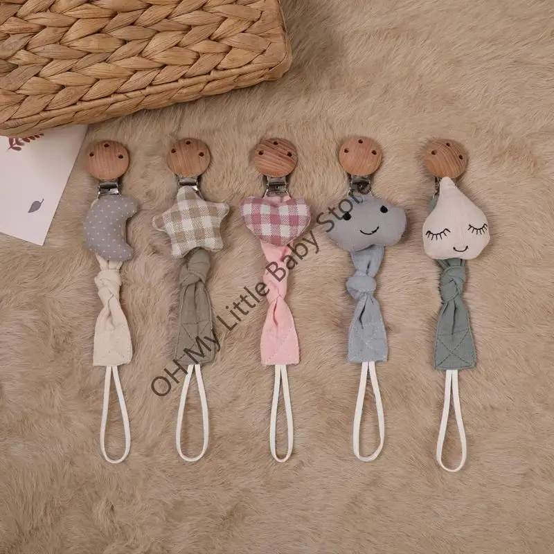 M76C هدية استحمام الطفل سلسلة مهديء من القطن على الطراز البوهيمي للأطفال البنات والأولاد مشبك الحلمة، حامل الحلمة، حزام الحلمة