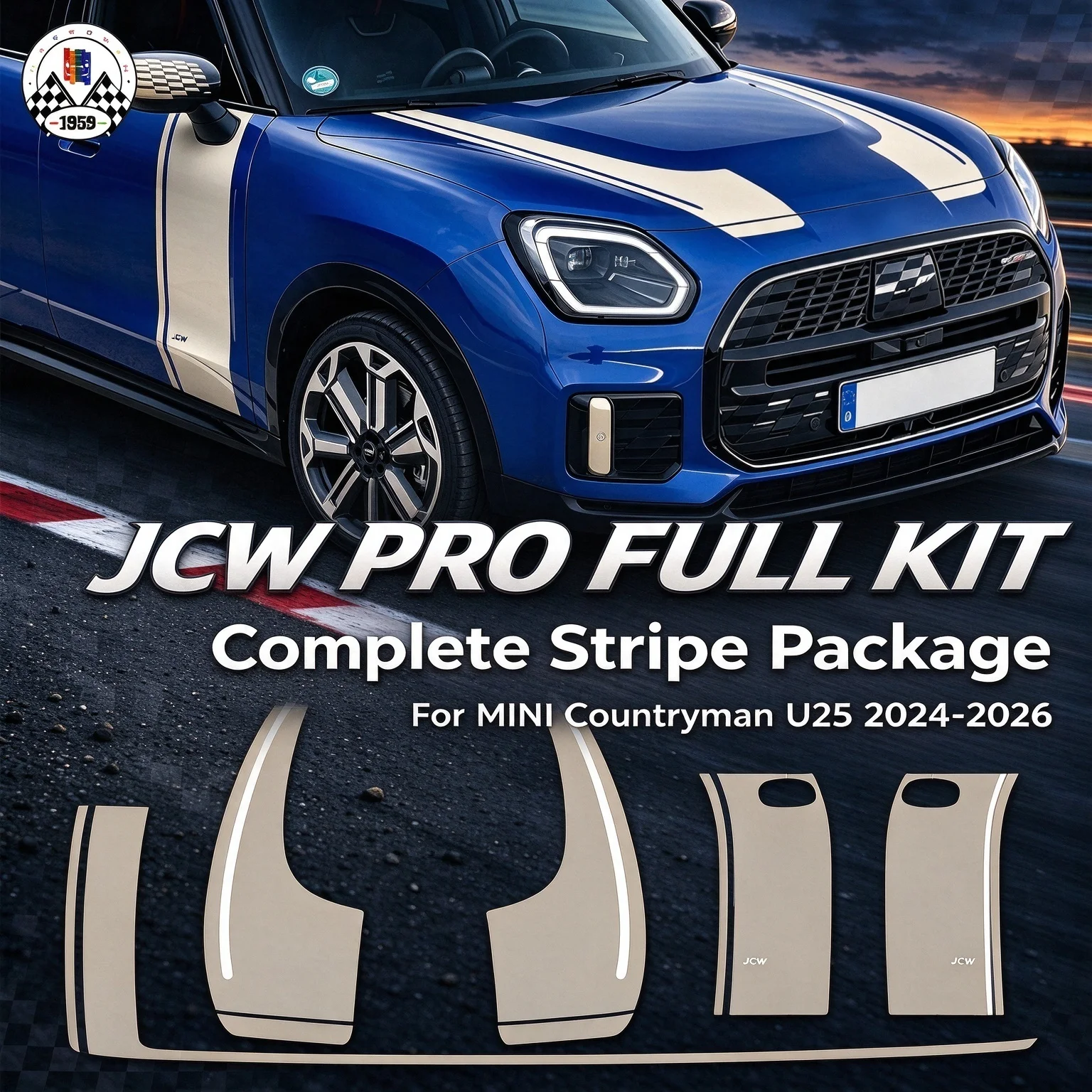 Bonnet & Side Body Graphic Decal Kit Racing Stripe Sticker For Mini Countryaman U25 2024 2025 2026