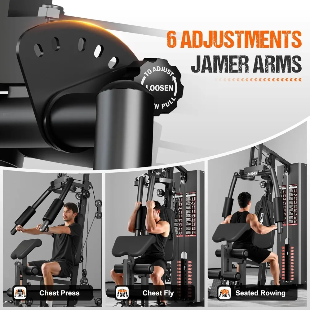 Home Gym, M1 Workout Station with 140LBS Weight Stack, Multifunctional Home Gym Equipment with Pulley System for Full Body Stren
