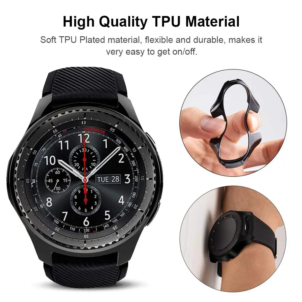 Case for samsung Galaxy watch 46mm/42mm strap TPU Plated Screen protector cover bumper S 3 42/46 mm Gear S3 Frontier band