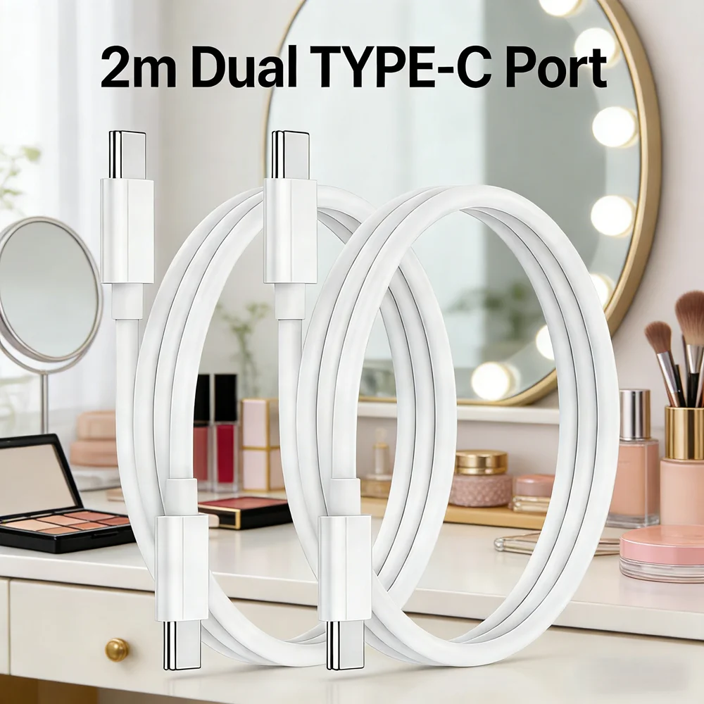 White 2-Pack 2M USB C Charging Cable, Fast Charging & Data Transfer 2-in-1 Cord, Universal USB-C Cable for All USB-C Devices