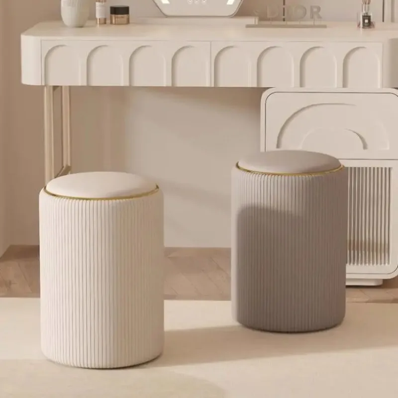 بسيطة وأنيقة جولة البراز المنزل مرحاض تخزين مسند القدمين للماء مريحة لينة جولة الجلود النسيج العثماني البراز