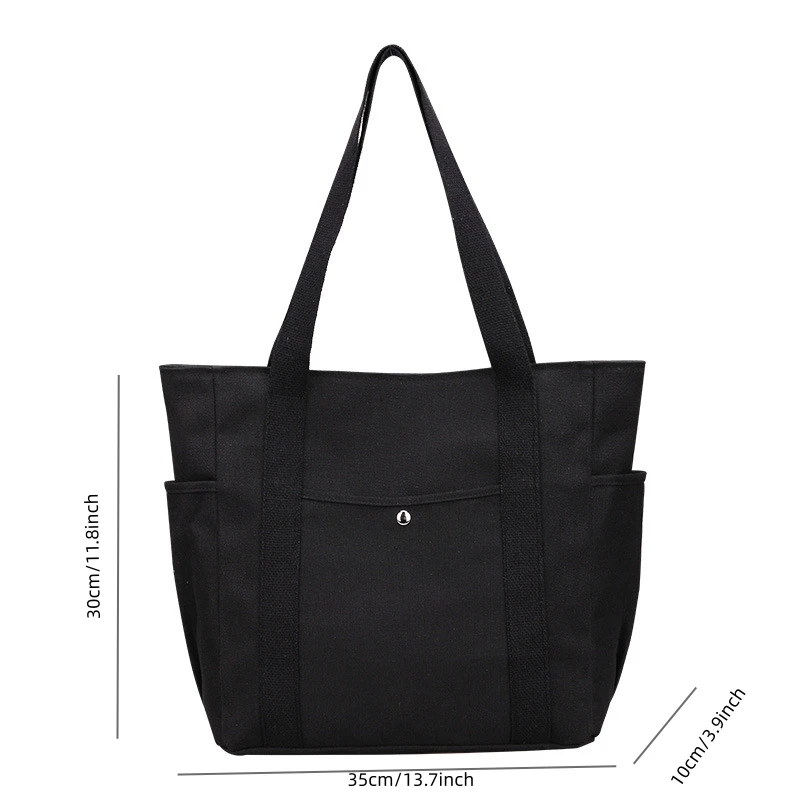 Unisex Canvas Tote Bag for Leisure Commuting Shoulder Handbag Student Classroom Computer Bag