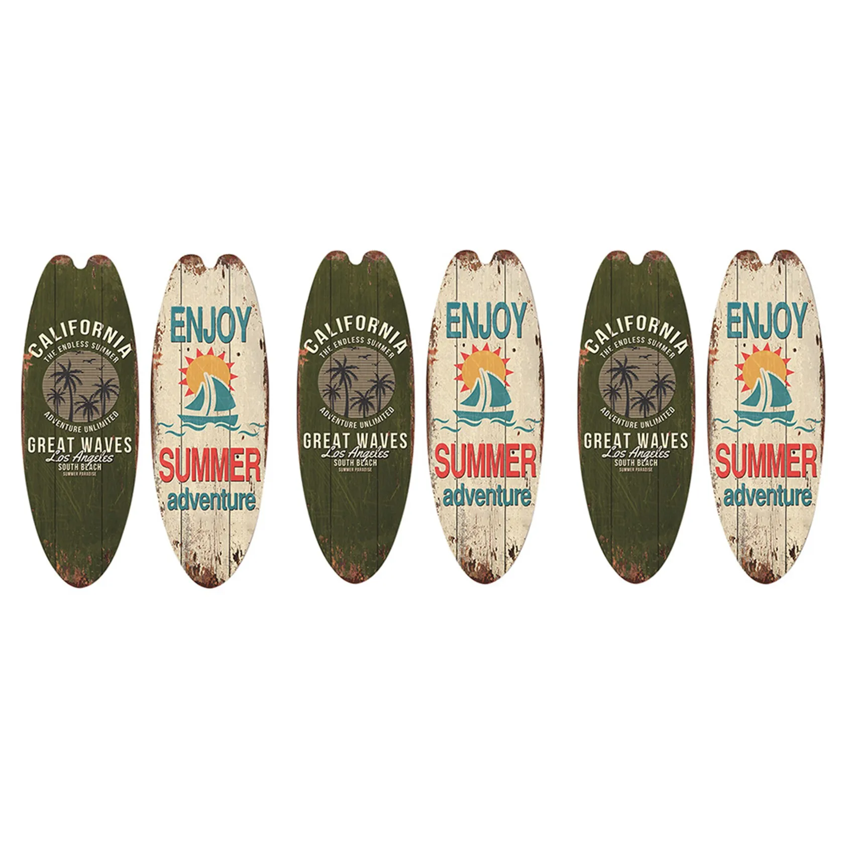 A36T-4Pcs String Festival Bar Home Decor Casual Home Decor Vintage Wooden Sign Surfboard Wooden Sign Beach Style Hanging 1