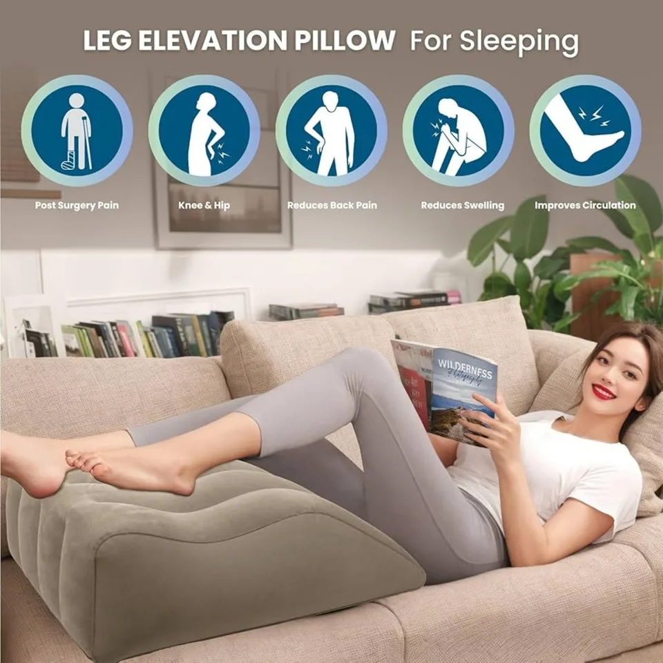 

Portable Inflatable Leg Pillow Wedge Shape Knee Cushion For Travel Camping PVC Foot Pillow For Sleeping Leg Elevation Support