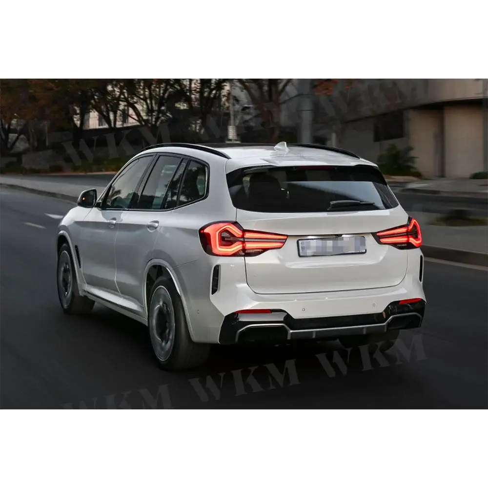 

Для BMW iX3 G08i 2022, сухой задний диффузор из углеродного волокна, спойлер + фартук с клапанами, задний бампер, комплект кузова из FRP, внешняя замена