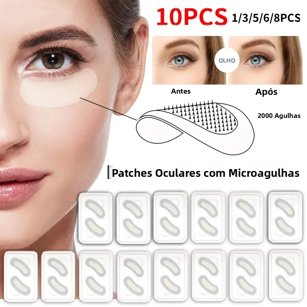 Máscara de microagulhas para os olhos, cuidados com a pele coreana, ácido hialurônico, 1-10 peças, para antirrugas, envelhecimento, olheiras, máscara hidratante