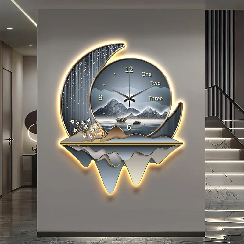 Luxury Art Restaurant Decoration Painting Creative Clock Wall Lamps LED Living Room Background Study Lights Atmosphere Sconces
