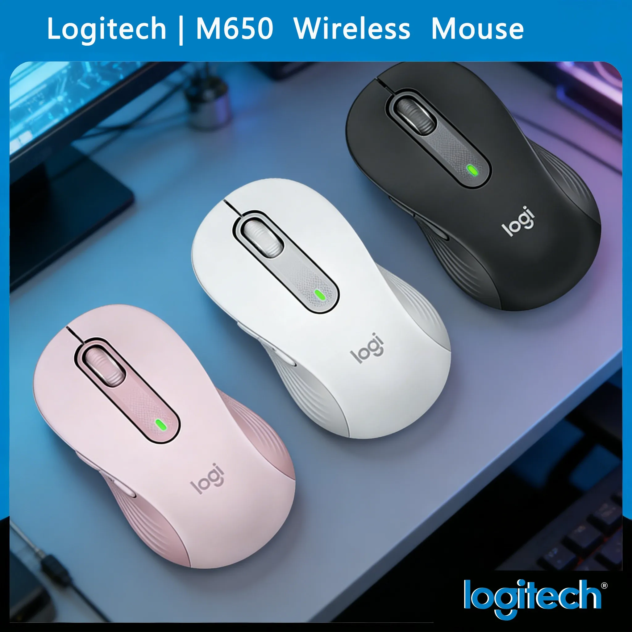 

Logitech M650/M650L/M750/M100R/M330/M350 Large Wireless Mouse, SmartWheel, Silent Operation, Bluetooth/USB, Long Battery