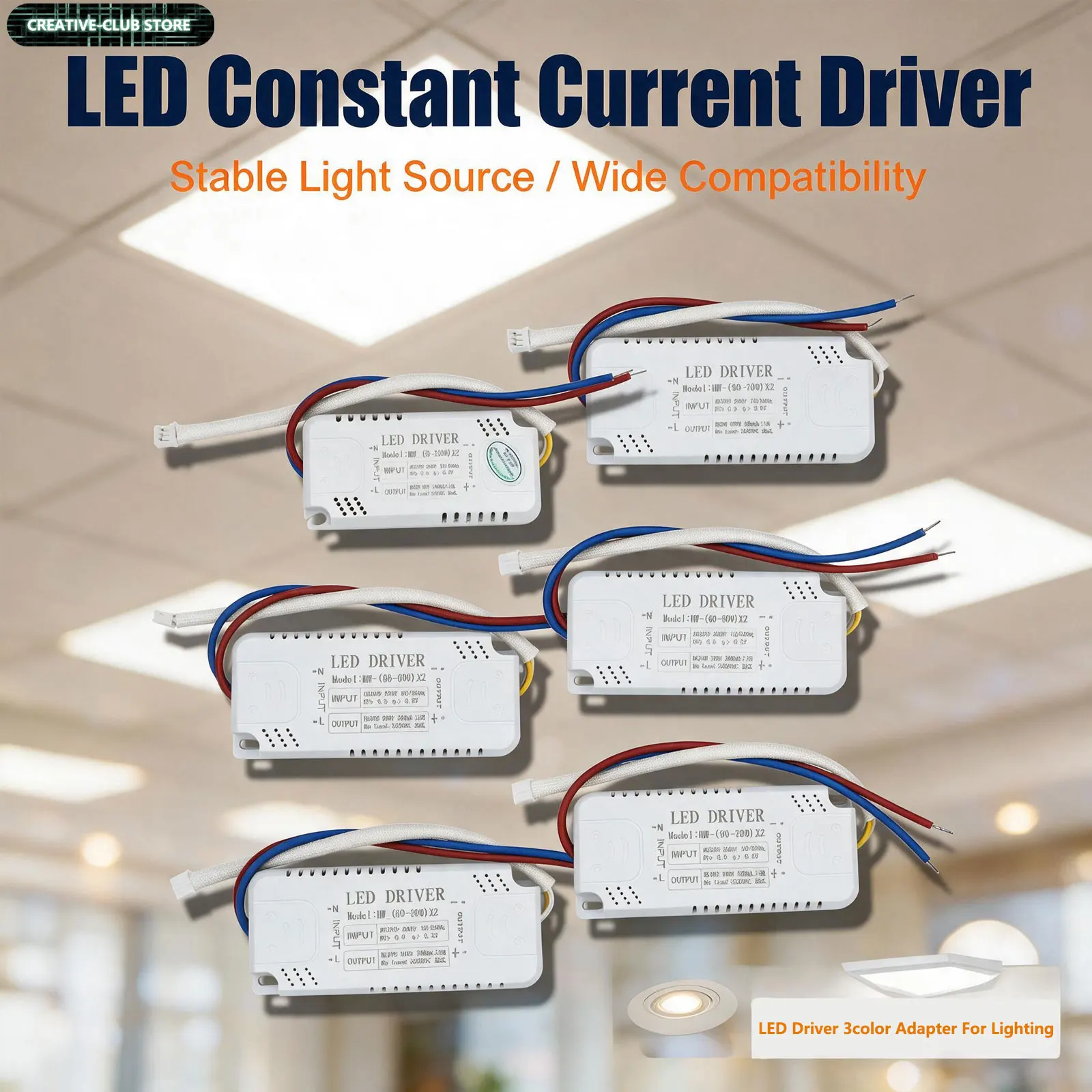 AC165-265V 8-27W 12-40W 36-50W 40-60W 50-72W 60-80W LED Driver LED Driver 3color Adapter For Lighting Non-Isolating Transformer
