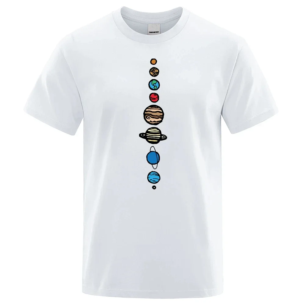 Nine Planets Mens T-Shirt Universe Solar System Men Short Sleeves Loose Oversized T-Shirts O-Neck Cotton Tshirt Street 80392