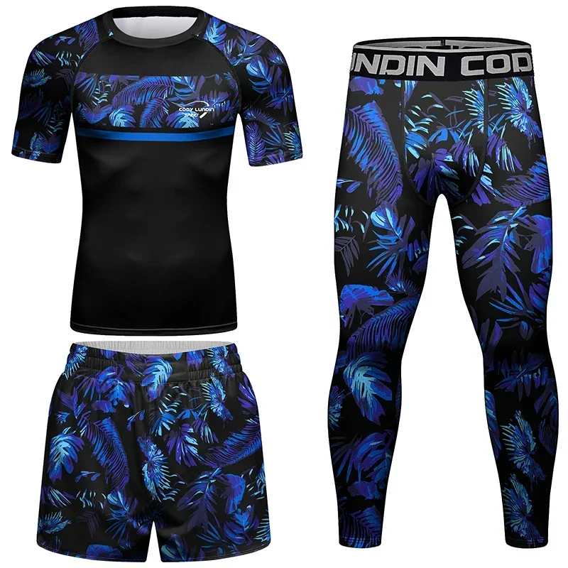 Roupas de ginástica dos homens compressão agasalho mma bjj roupas esportivas camisa basquete correndo fitness camiseta calças conjunto boxe