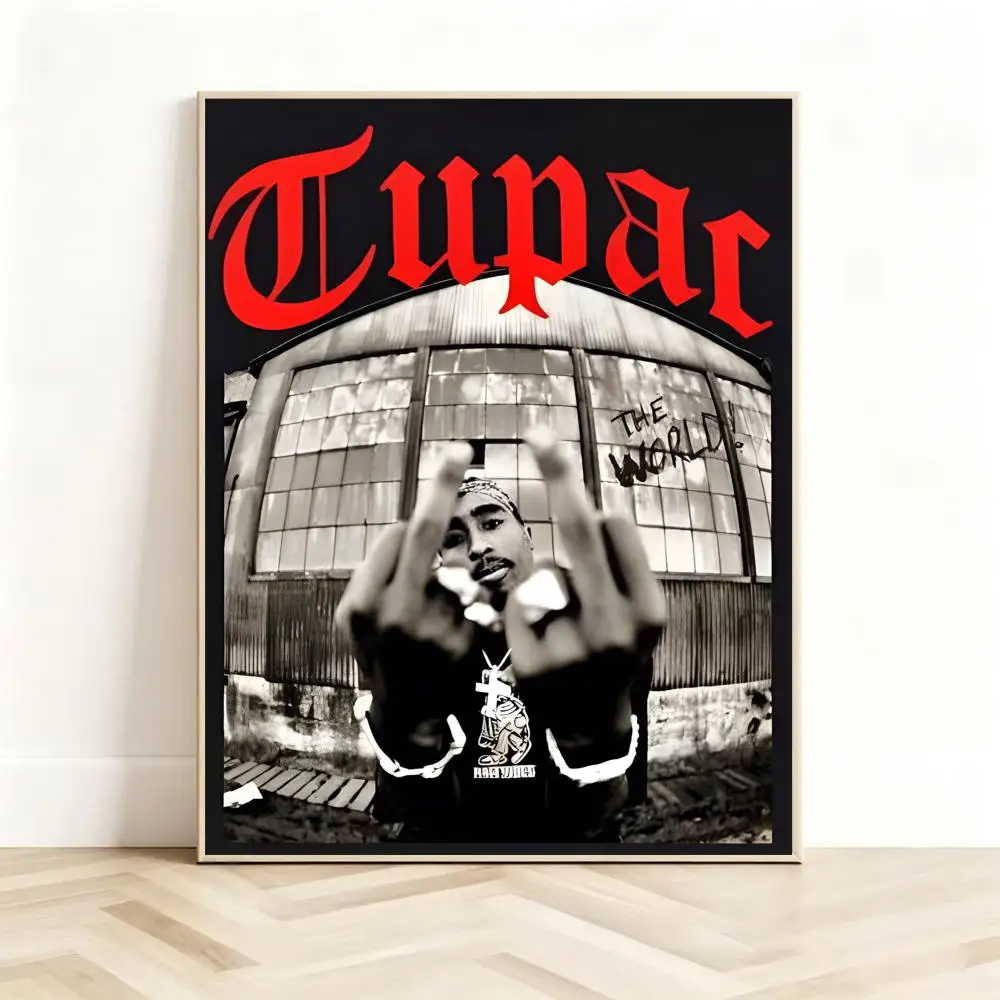 Legendary Singer T-Tupac Shakur Poster Classic Self-Adhesive PP Wall Sticker for Living Room Bar Decor Gift
