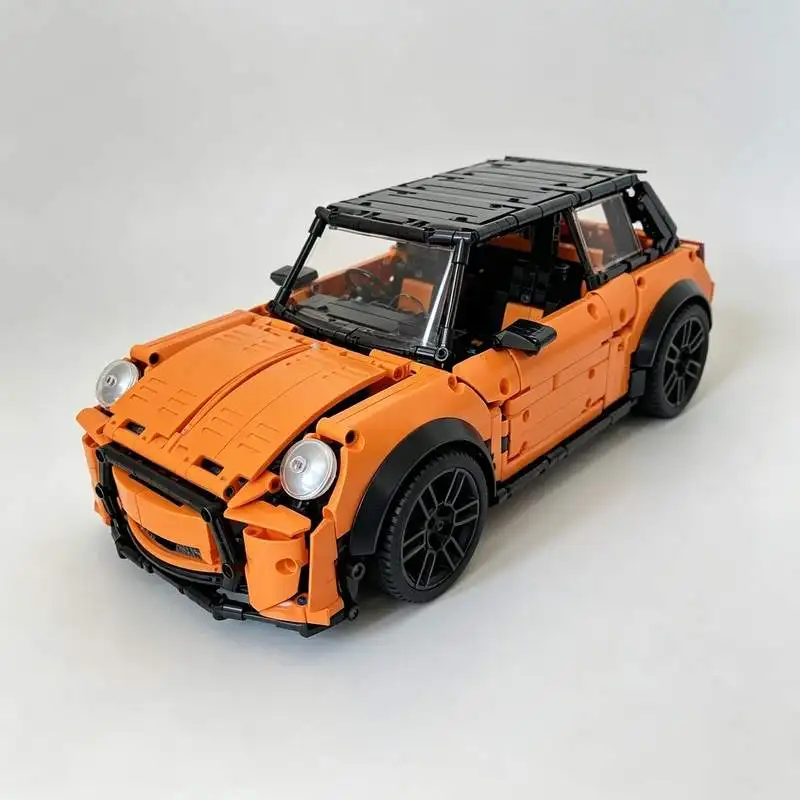 1365PCS Orange Classic Compact Car Building Blocks Detailed Sports Vehicle Model DIY Assembly Toy Creative Display Festival Gift