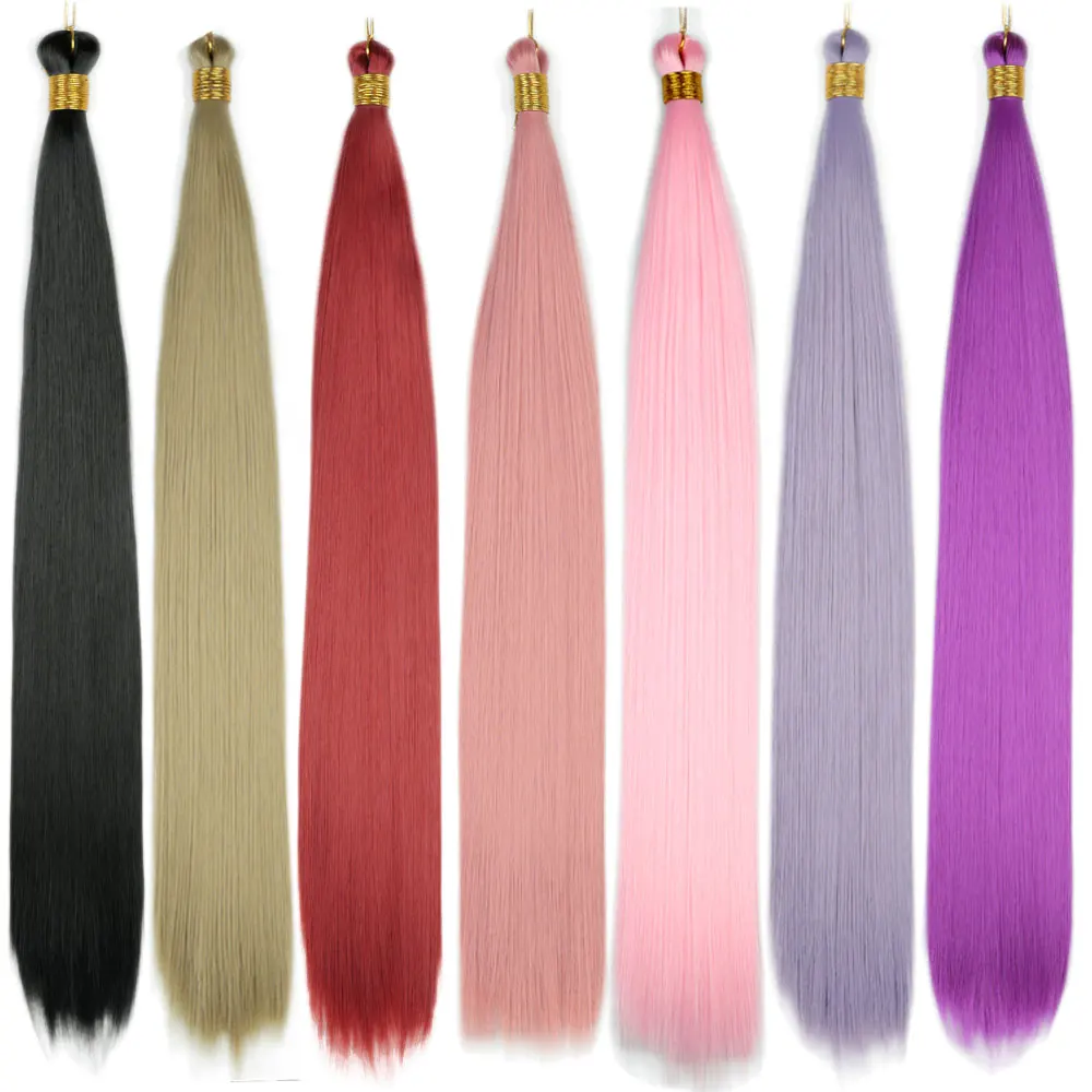 3Pcs 28 Inches Bone Straight Synthetic Braids Hair 450g Ombre Blond Pink Brown Twist Crochet Hair Extension High Temperature