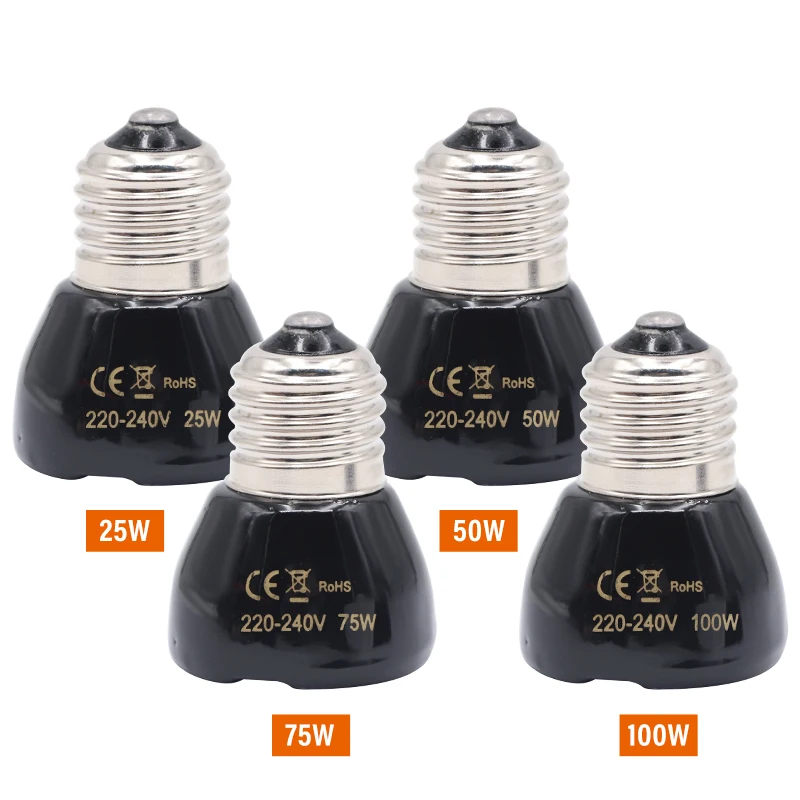 E27 Pet Heating lamp Mini Infrared Ceramic Emitter Heat Bulb Pets Turtle Heating Light Box Warmer Light Bulbs 25/50/75/100W