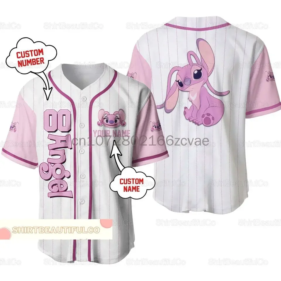 New disney Engel und Stich Baseball Trikot Männer Frauen kostenlos benutzer definierte Name Baseball-Shirts Disney Casual Fashion Street T-Shirt