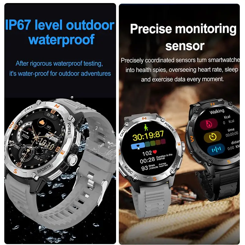 1.43" AMOLED Screen Smartwatch GPS Motion Track 100+ Sports Modes AI Voice Assistant Bluetooth Call Weather Smart Watch For Men