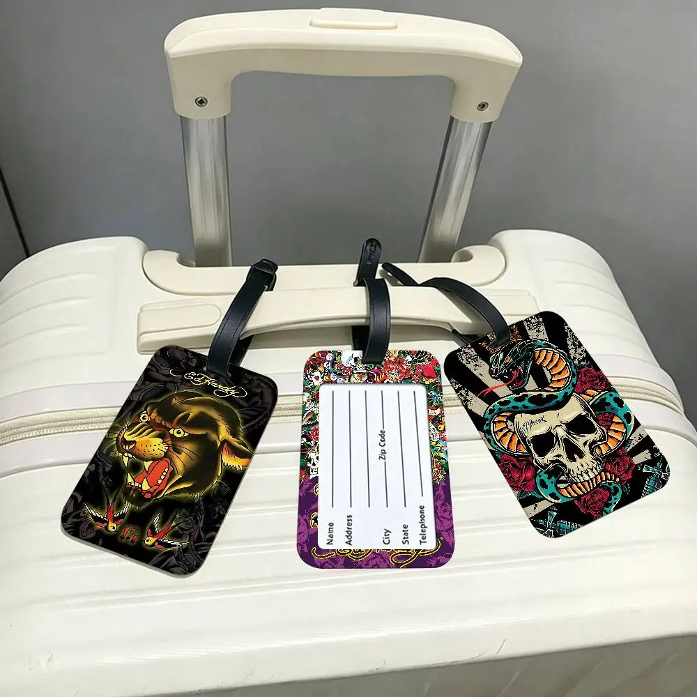 FASHION E-Ed H-har-dyS Lightweight Anti lost PVC Luggage Tag Removable Info Card Sleeve Backpack Travel Accessory