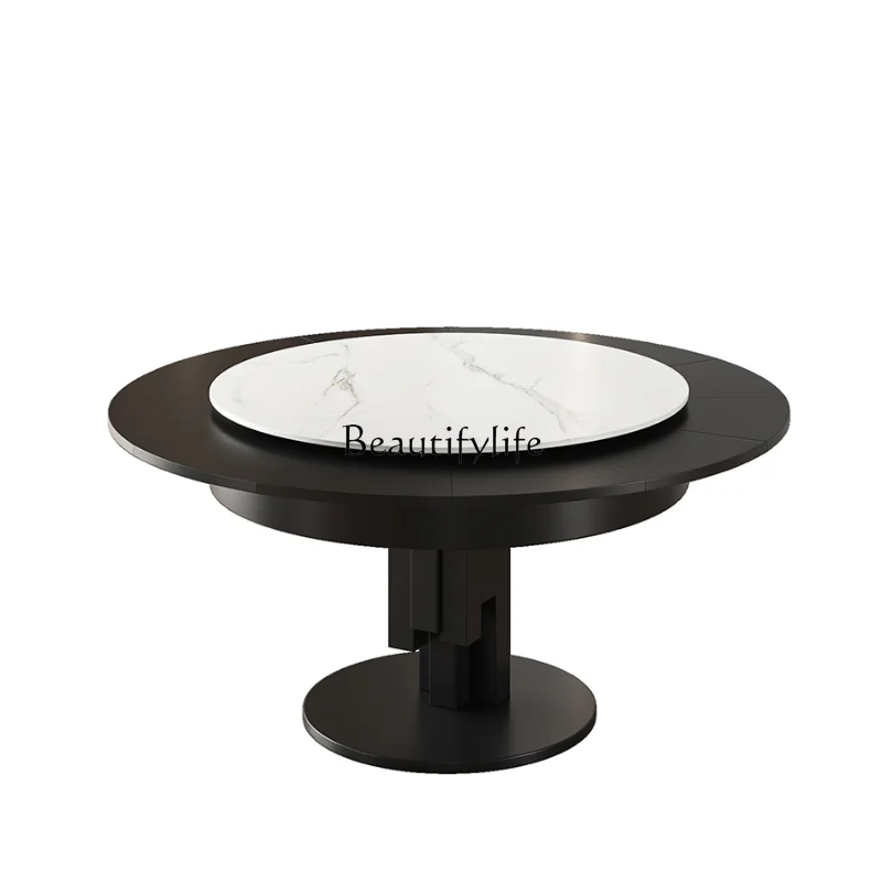 

Modern Minimalist Stone Plate Dining Table Space-Saving Rotating Retractable round Table Light Luxury Folding Dining Table