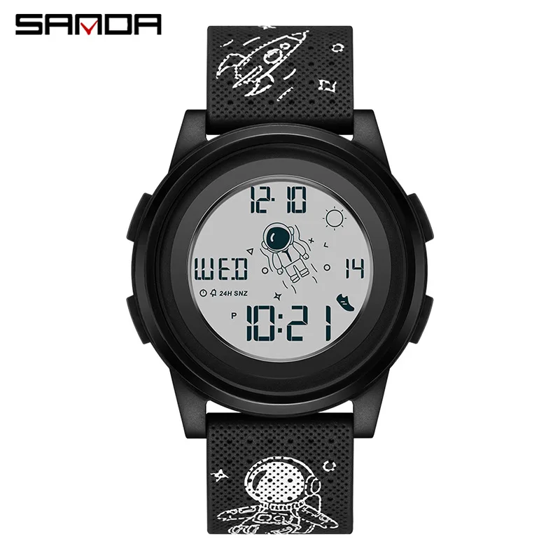 SANDA 2122 Electronic Watch Men and Women Astronaut Creative Watches Sports Waterproof Date Digital Wristwatches for Student