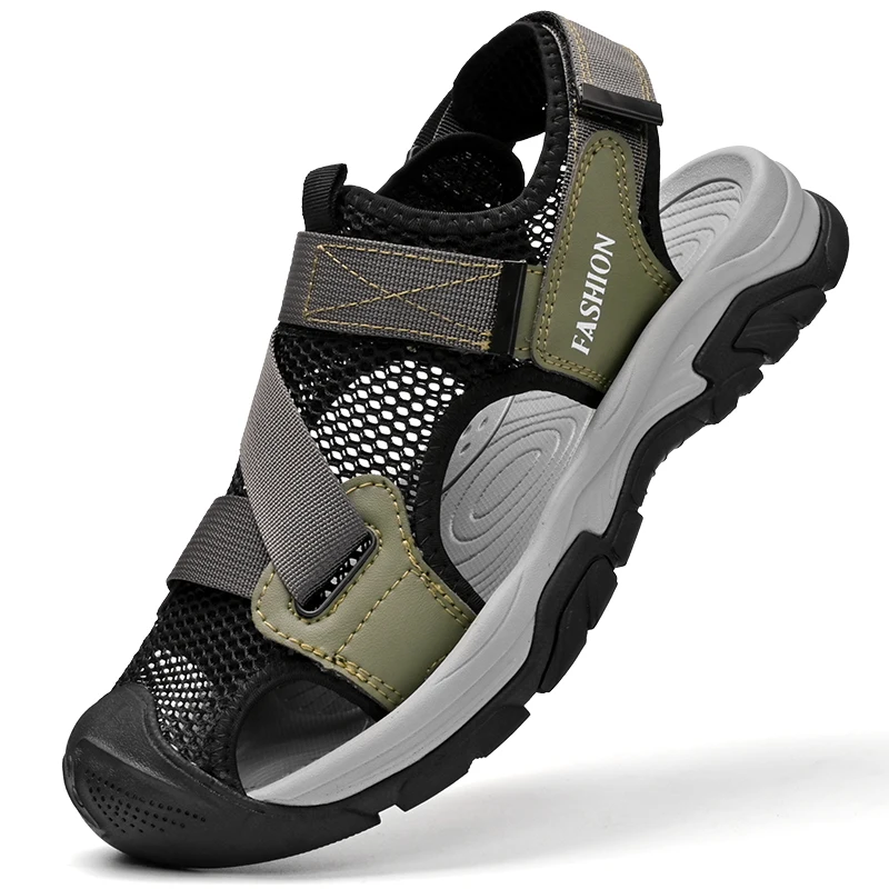 

VIPOL Summer men's outdoor flip-top beach sandals, breathable mesh sandals, hiking and wading sandals