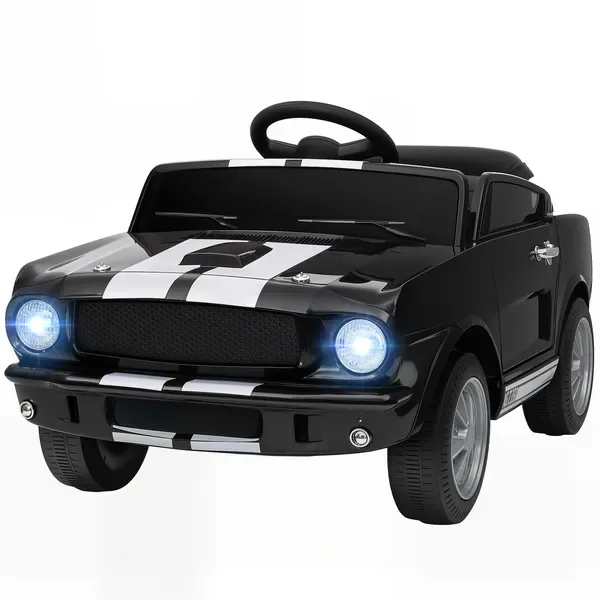 Licensed Ford Shelby GT 350 Kids Ride On Car with Remote Control, Adjustable Speed, MP3, Smooth Start, LED Lights, Black