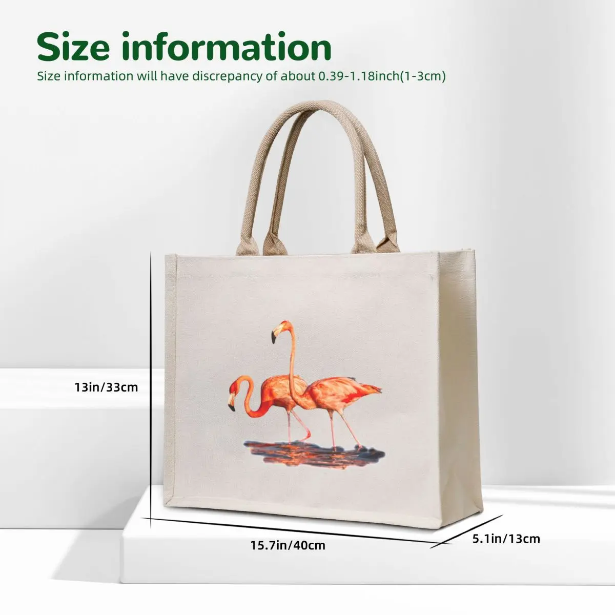 Pink Flamingos reflecting on water Tote Bag large size bags shopping bag logo custom tote bag shopping bags foldable