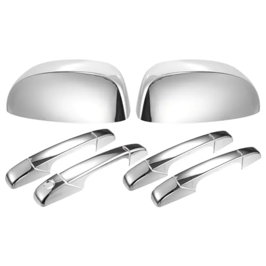 

Set Triple Chrome Plated TOP HALF Mirror Cover Cap + Handle Cover Overlays for Chevy Silverado Suburban Tahoe for GMC Sierra 35