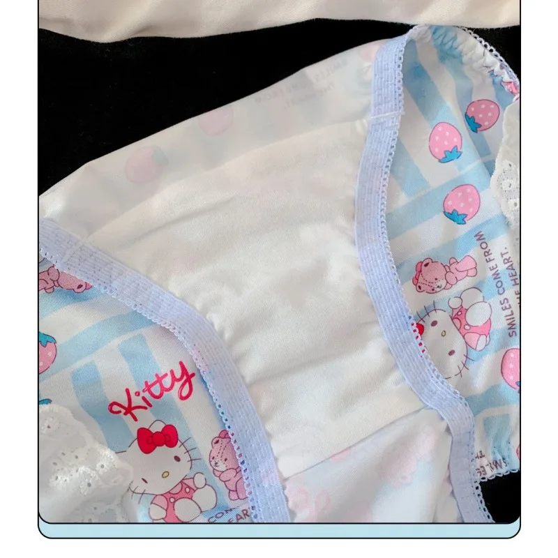 M L XL نمط الرسوم المتحركة مرحبا كيتي مثير لطيف الدانتيل وملابس داخلية حلوة لملابس داخلية مثيرة مثلث الإناث الخصر الأوسط
