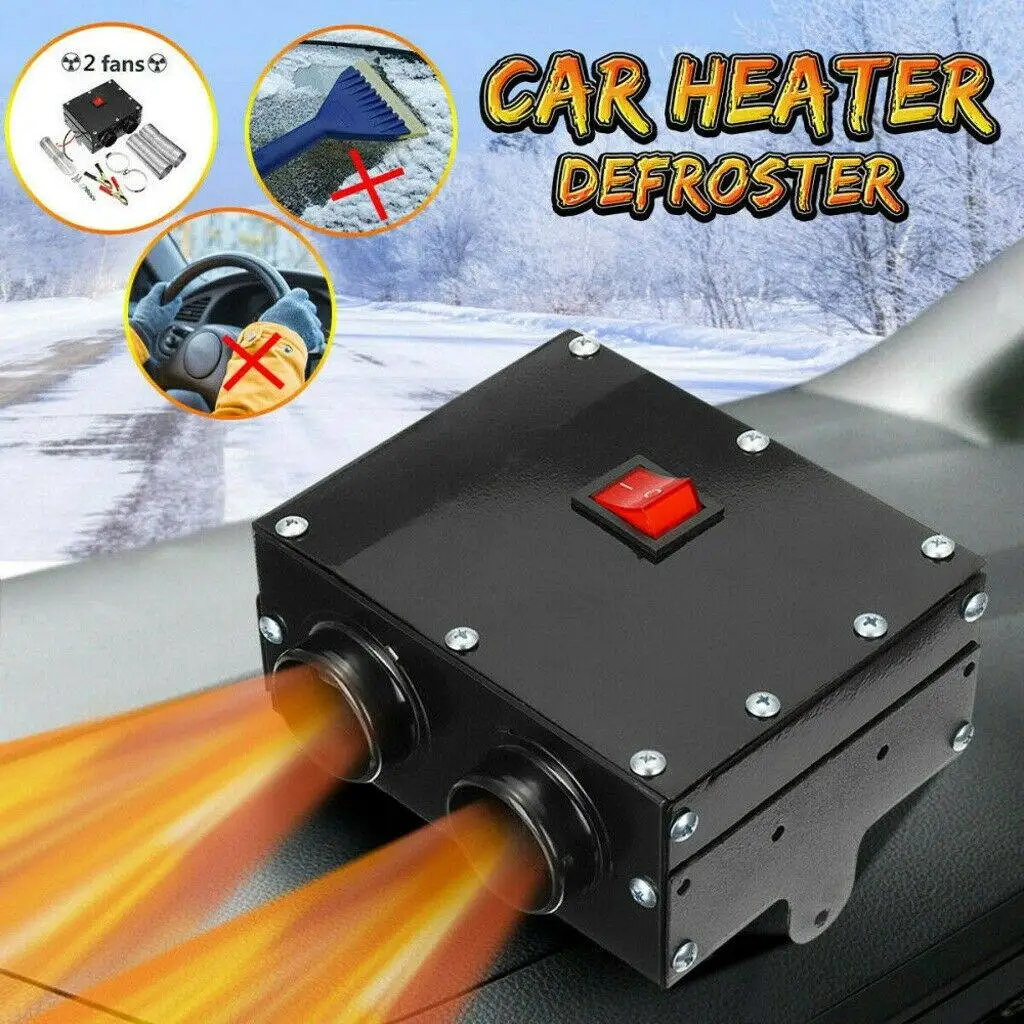 

12V Car Heater Defroster Dual Fan Electric Vehicle Heating Fan For Windshield Demisting Fast Defrosting Black Low Noise