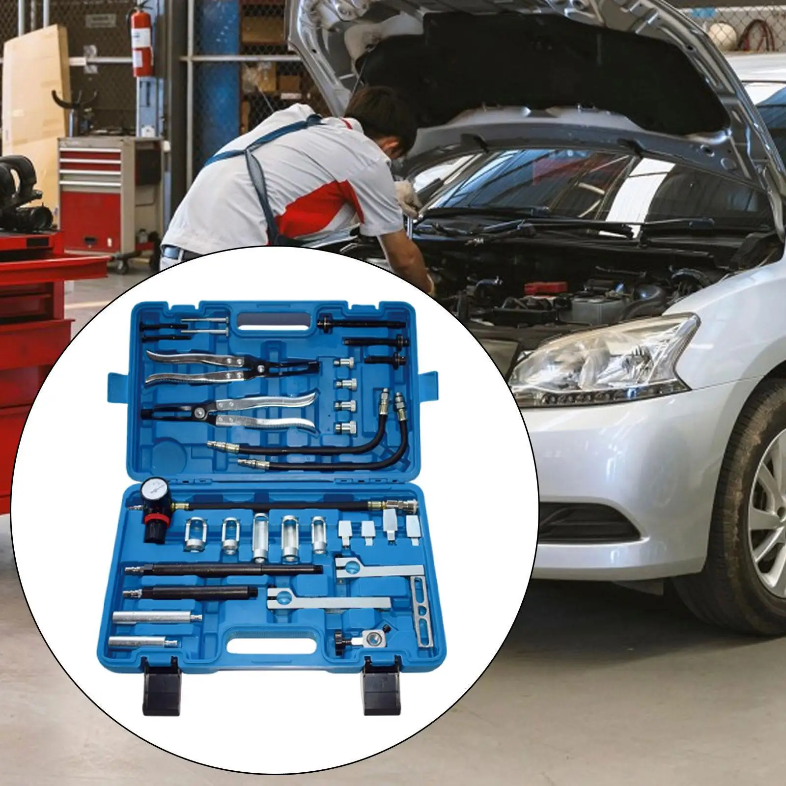 

Auto Engine Valve Removal Installation Kit Valve Spring Compressor Cylinder Head Service Tool Compact for BMW