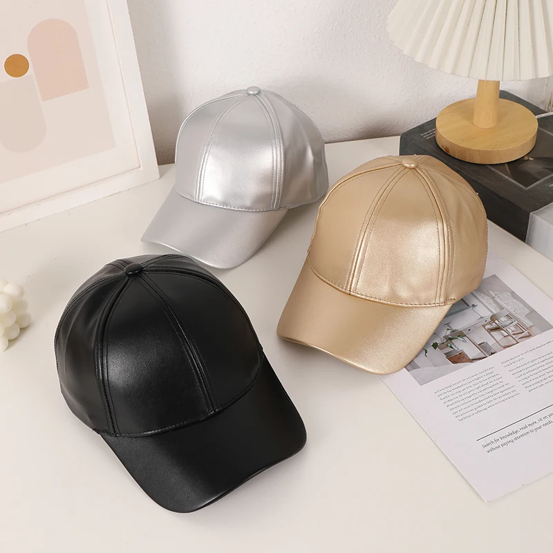 

Trendy cool cover Wind bright PU waterproof hardtop baseball cap with stylish sun hat for daily travel