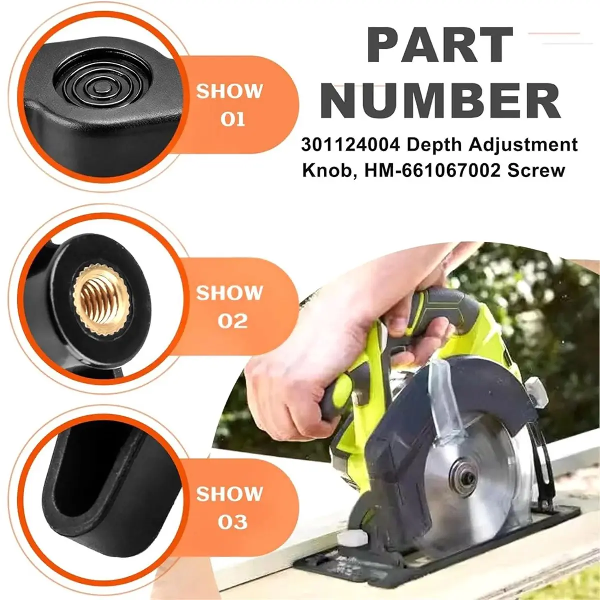PHONE&GEAR 301124004 Depth Adjustment Knob and HM-661067002 Depth Adjusting M6 X 22 Compatible with for P505 P503 P580