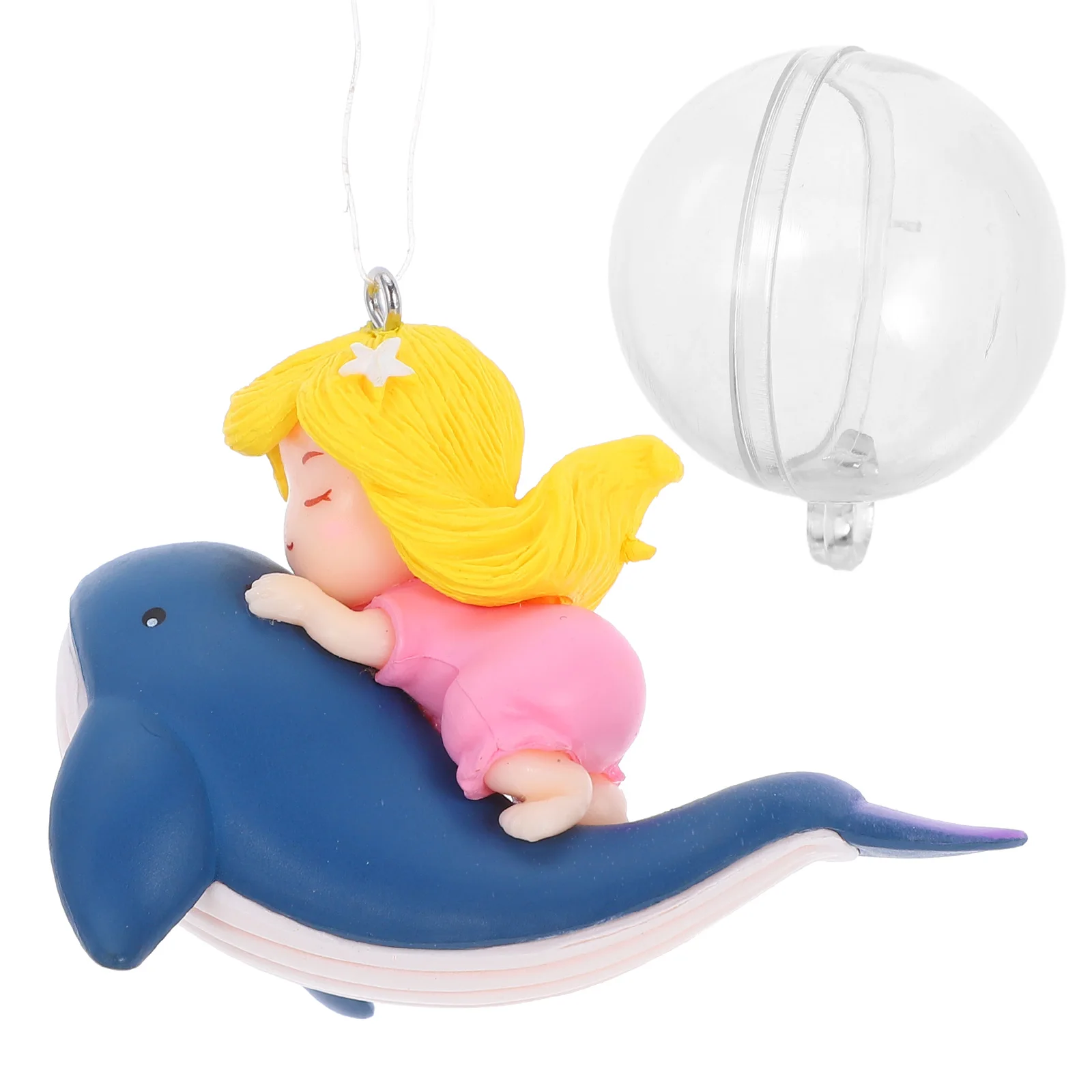 

Whale Riding Girl Ornaments Beach Party Decorations Betta Fish Tank Accessories