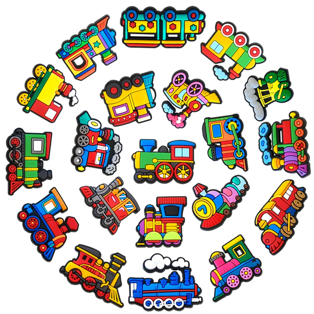 Colorful Train Shoe Charms, PVC Clog Shoe Decor Pins, Cute Locomotive Engine Design, Removable DIY Sandals Shoe Accessories